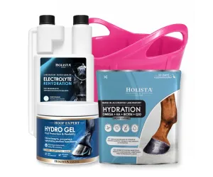 Elektrolity Rehydration 1l + Hoof Expert Hydration 800g + Hydro Gel 400ml + Wiadro elastyczne 17l GRATIS