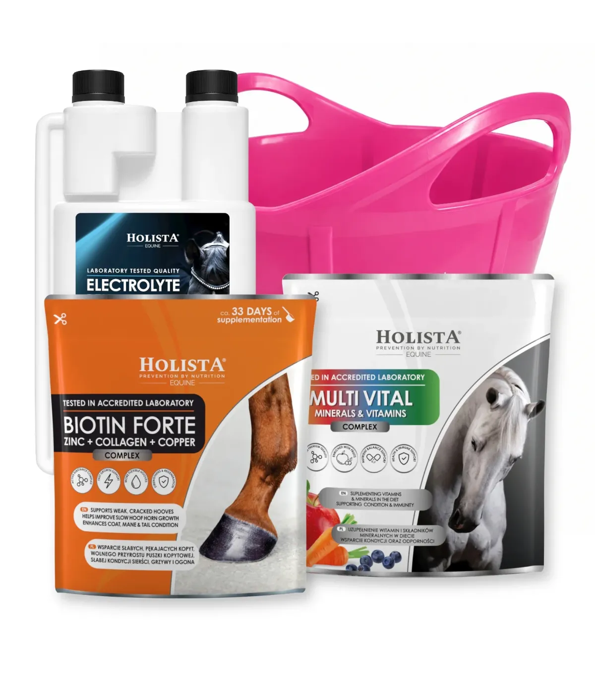 Elektrolity Rehydration 1l + MultiVital 1500g + Biotin Forte 500g + Wiadro elastyczne 17l GRATIS