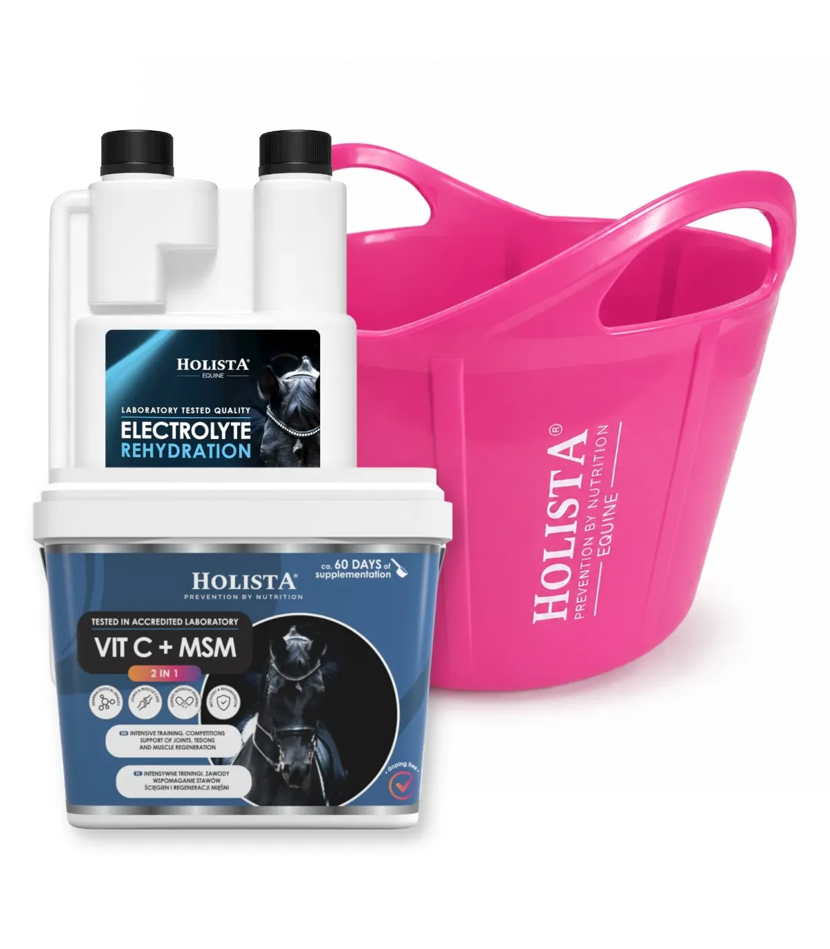 Elektrolity Rehydration 1l + Witamina C + MSM 1000g + Wiadro elastyczne 17l GRATIS
