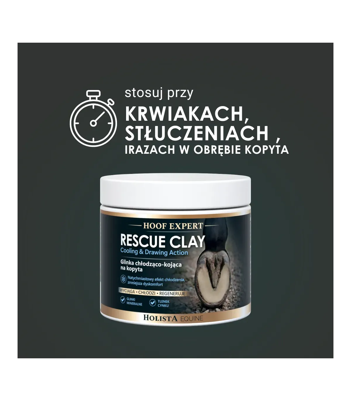 Chłodząco-kojąca glinka dla kopyt - Hoof Expert Rescue Clay 200g