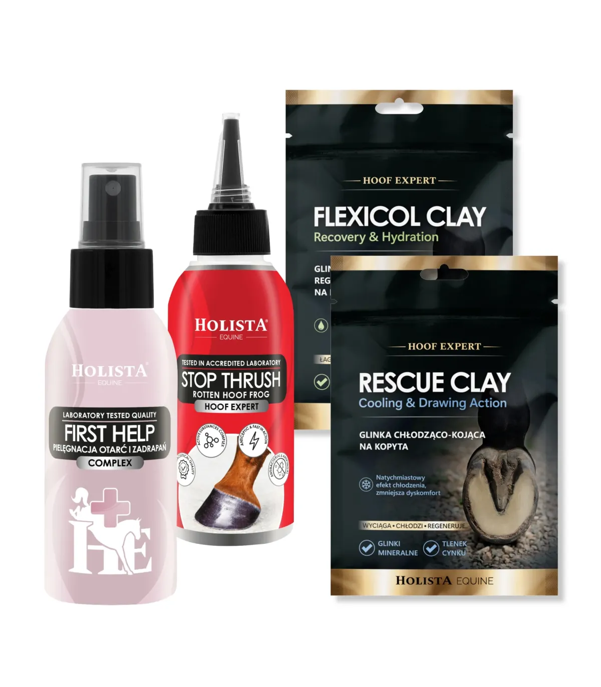 Niezbędnik w pace - First Help Spray/Flexicol Clay/Rescue Clay/Stop Thrush Spray