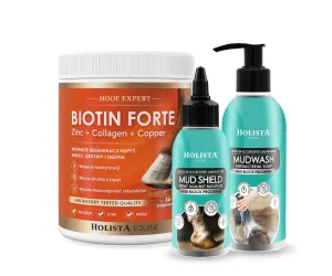 Kompleksowa higiena i ochrona skóry - Biotin Forte 1000g + Mudshield + Mudwash