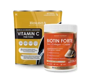 Wsparcie skóry, sierści i odporności - Biotin Forte 1000g + Witamina C 600g