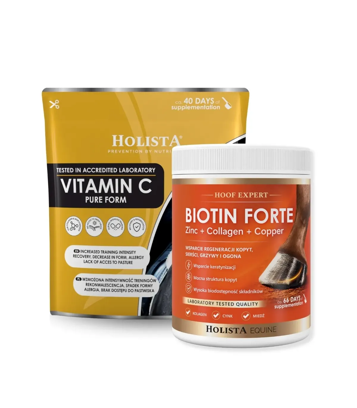 Wsparcie skóry, sierści i odporności - Biotin Forte 1000g + Witamina C 600g
