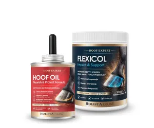 Kompleksowa ochrona kopyt - Hoof Expert Hoof Oil 400ml + Flexicol Impact & Support 1000g