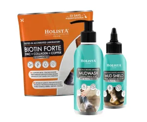 ZESTAW Biotin Forte + Mudwash + Mudshield kompleksowa higiena i ochrona kopyt